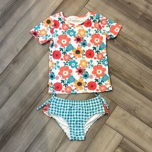 Colorful Floral Kids Rashguard Set